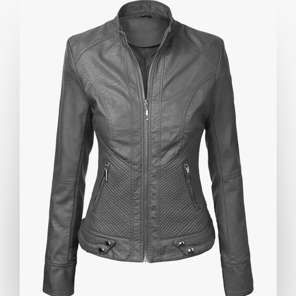Faux Leather Jackets for Women Motorcycle PU Moto Biker Outwear Coat